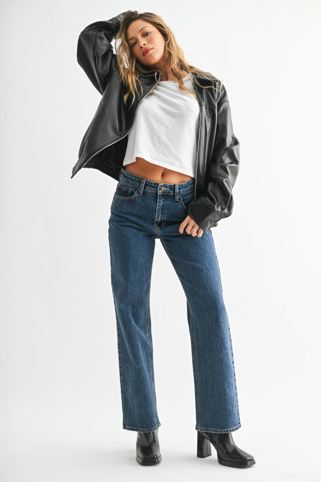 Palazzo Straight Leg Denim Dark