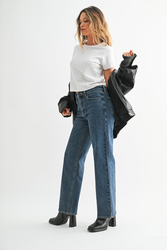 Palazzo Straight Leg Denim Dark