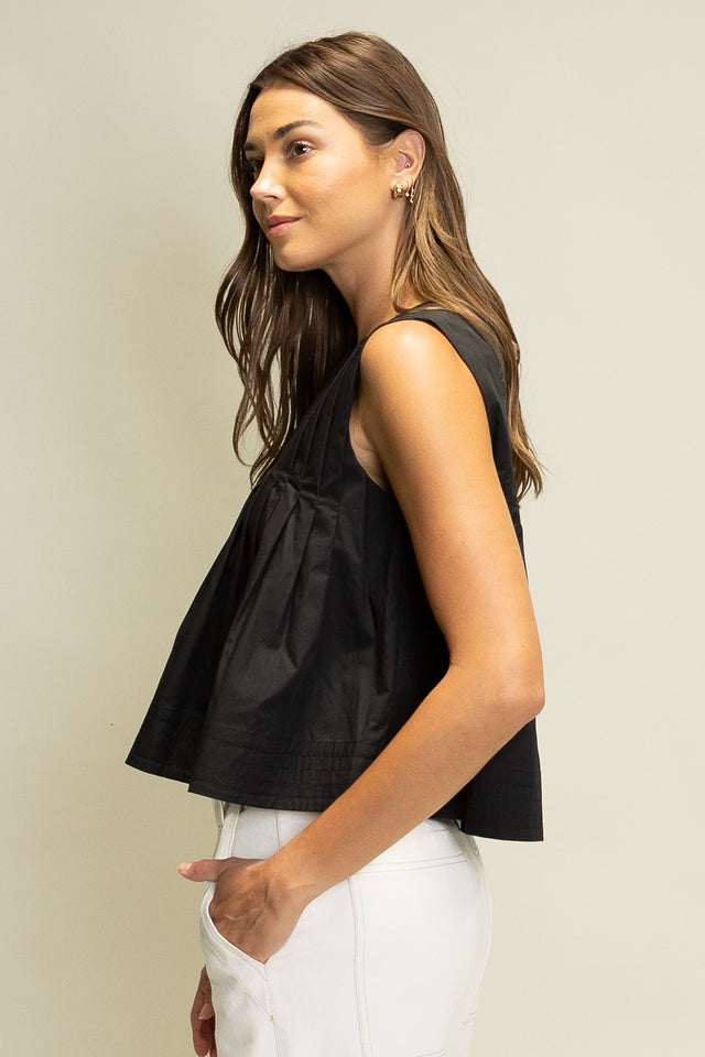 Pleated Sleeveless Top