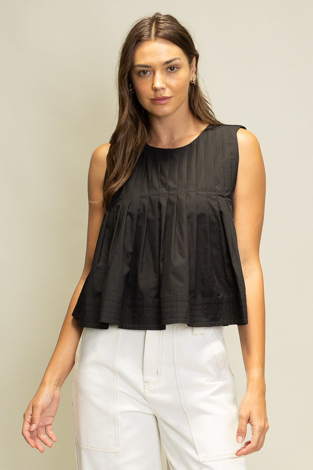 Pleated Sleeveless Top