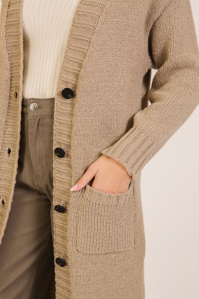 Longline Knit Button-front Cardigan
