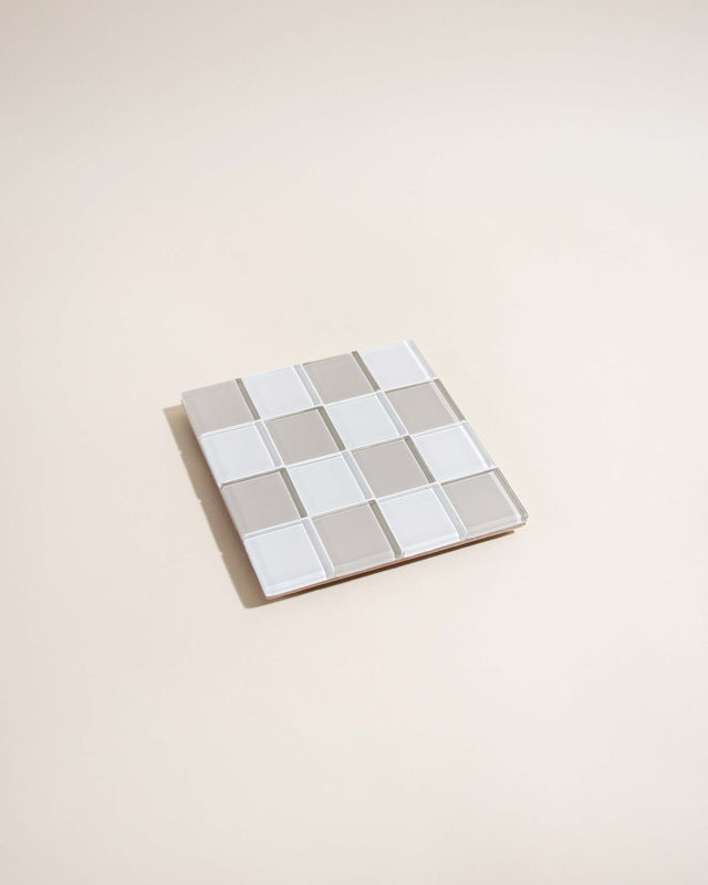 GLASS TILE COASTER - Linen