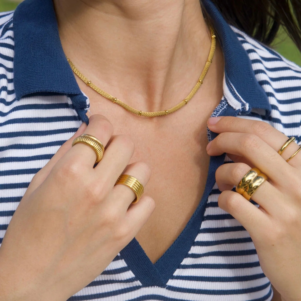 Cosette Beaded Round Mesh Chain Necklace