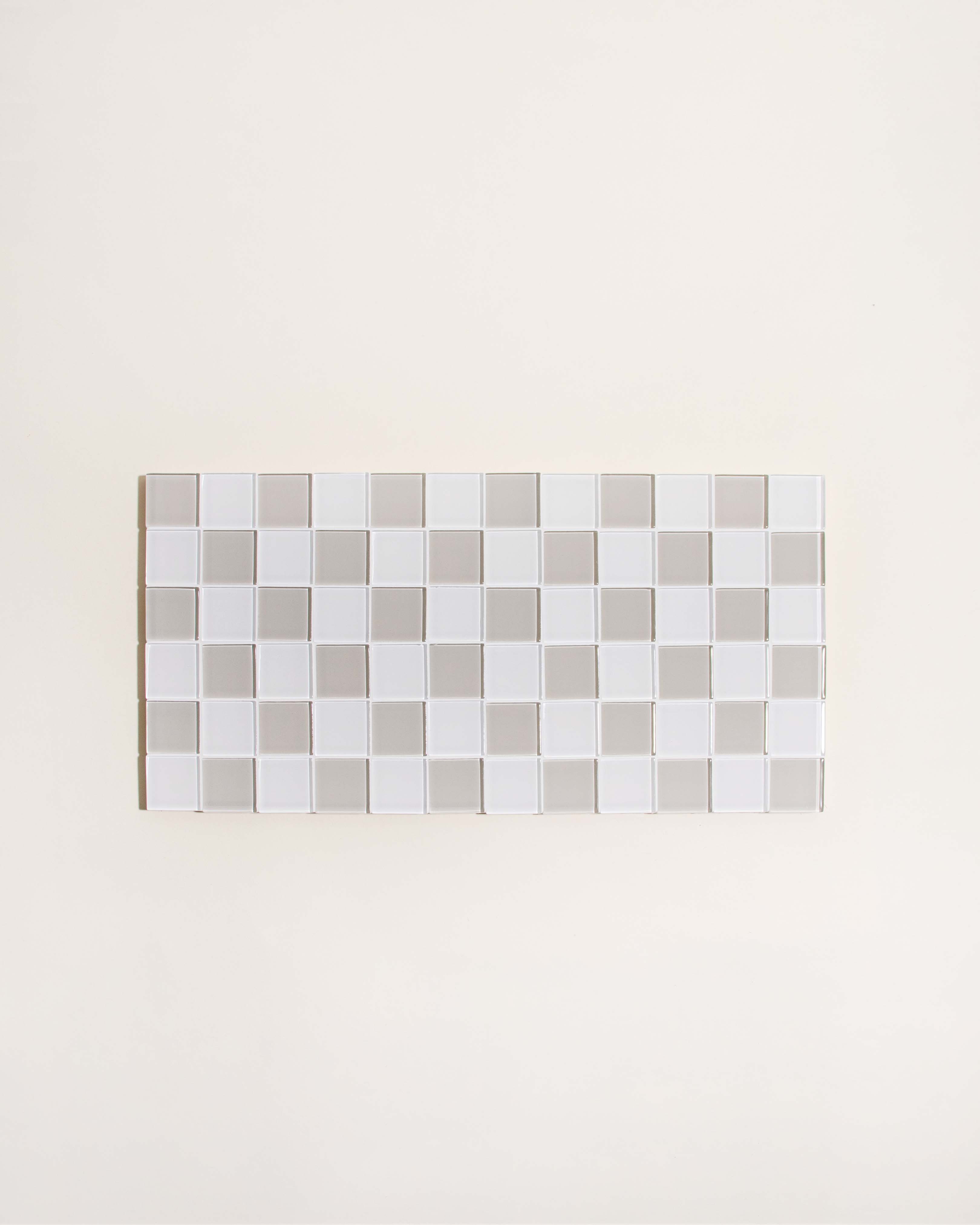 GLASS TILE DECORATIVE TRAY - Beige Checkered