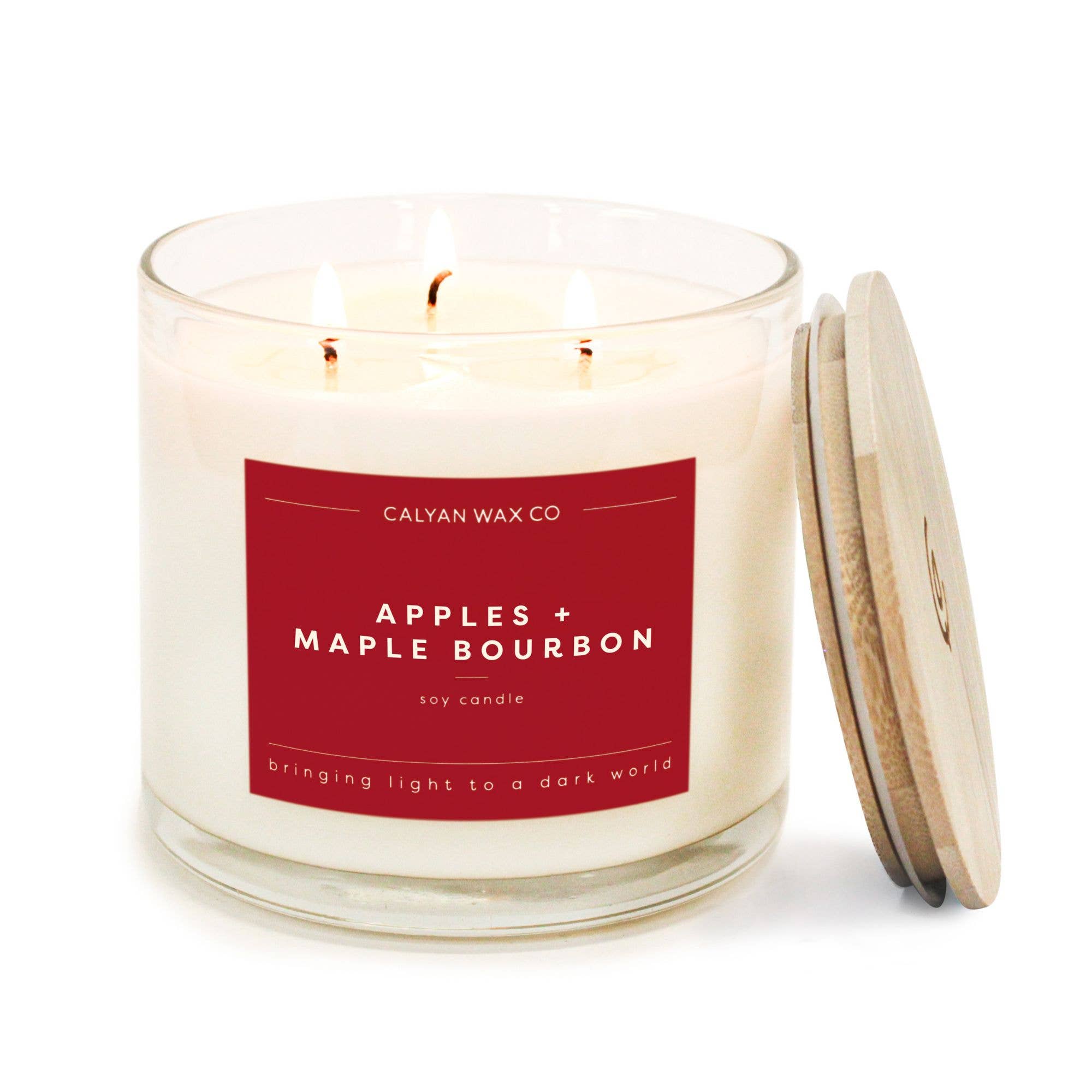 Apples + Maple Bourbon - 3 Wick Clear Glass Soy Candle
