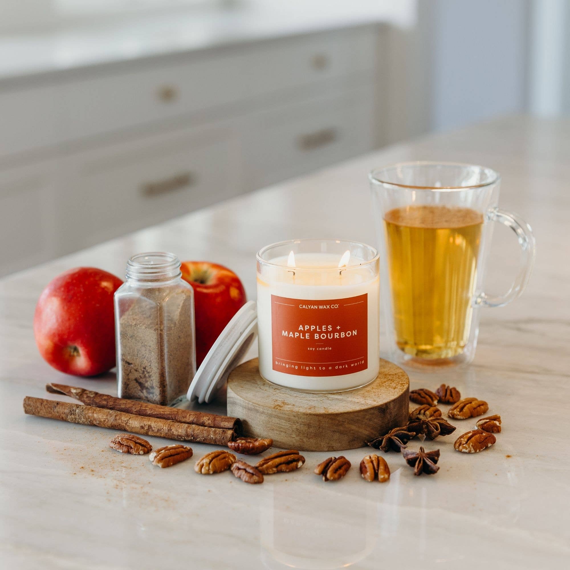 Apples + Maple Bourbon - Clear Glass Tumbler Soy Candle