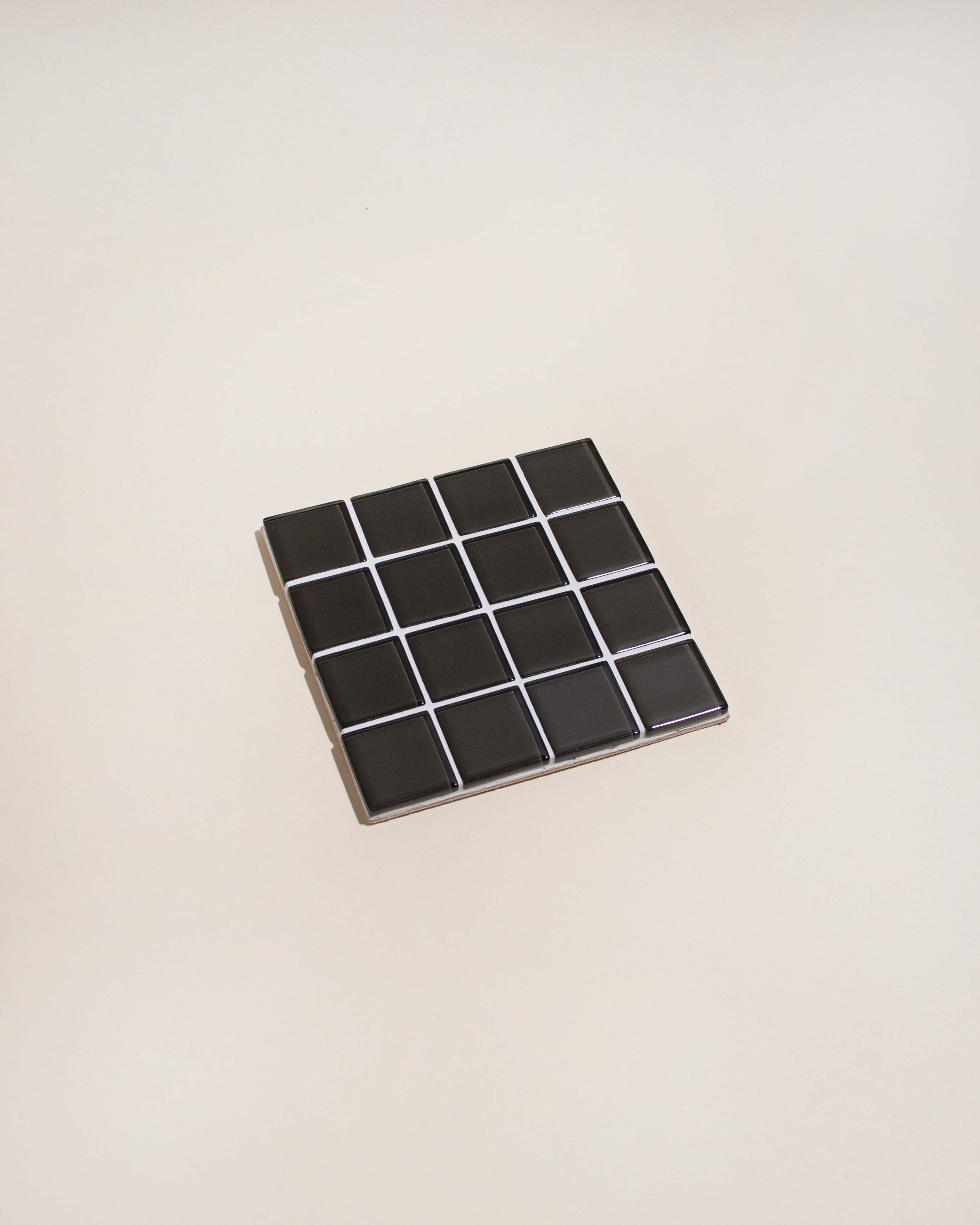 GLASS TILE COASTER - Black Canvas