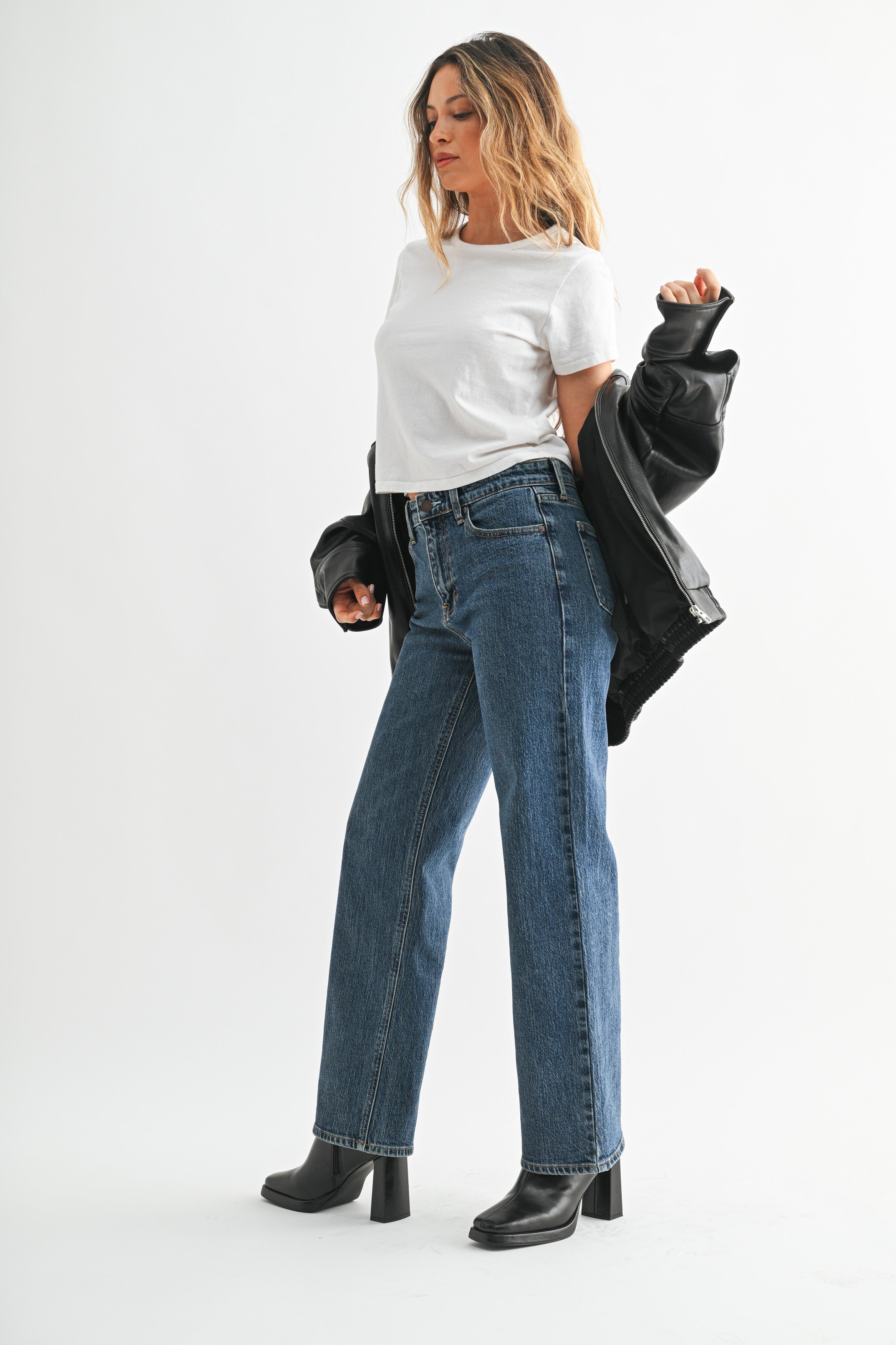 Palazzo Straight Leg Denim Dark