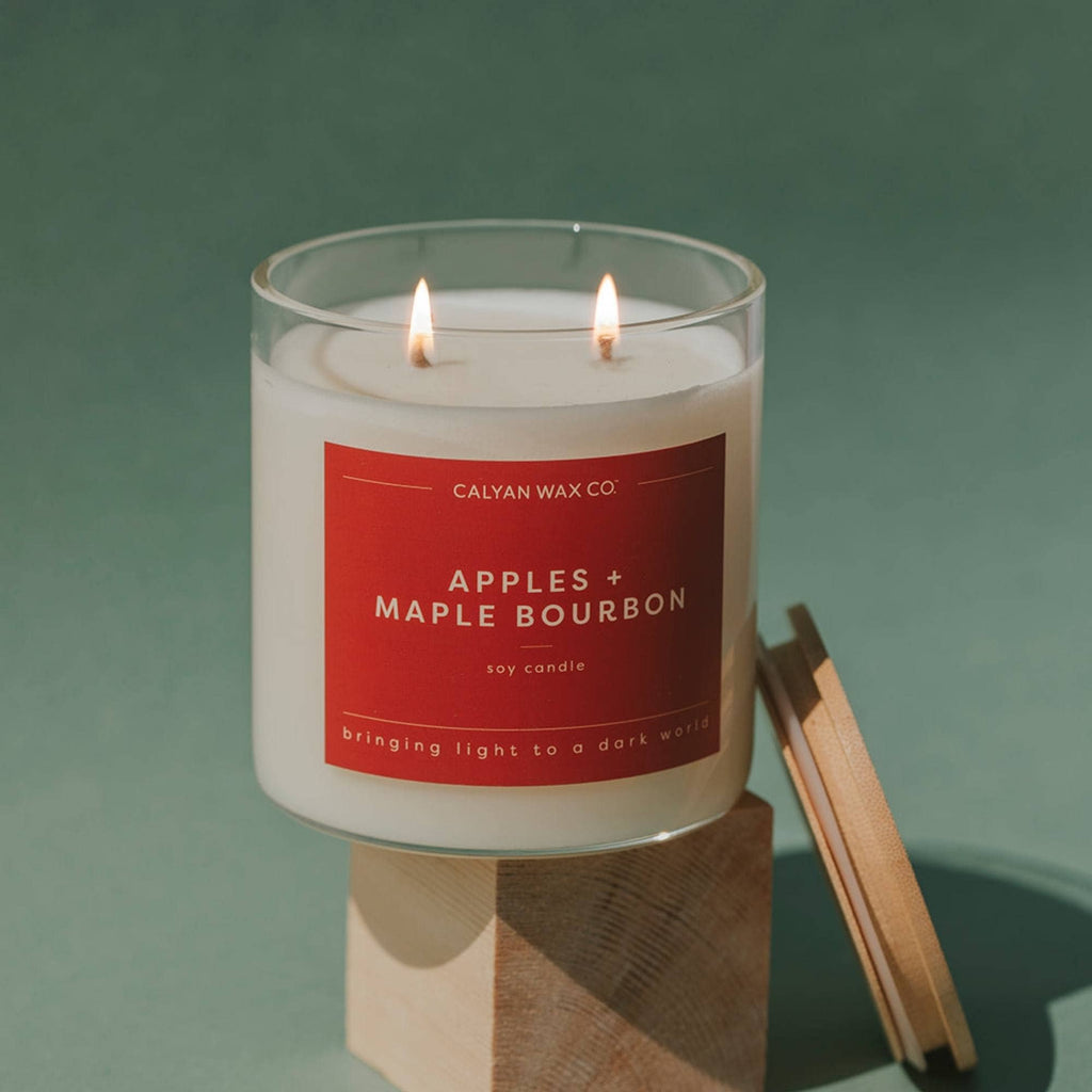 Apples + Maple Bourbon - Clear Glass Tumbler Soy Candle
