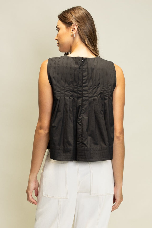 Pleated Sleeveless Top