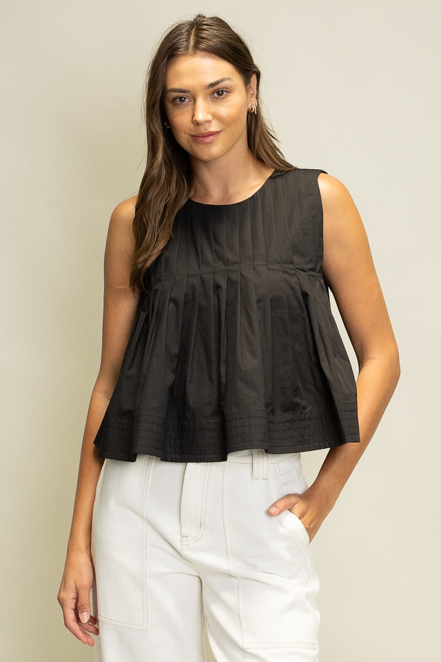 Pleated Sleeveless Top
