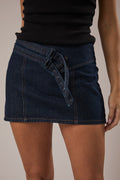 Hip Belt Detail Denim Skirt