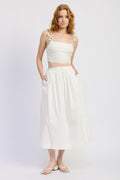 Full Shrered Midi Skirt