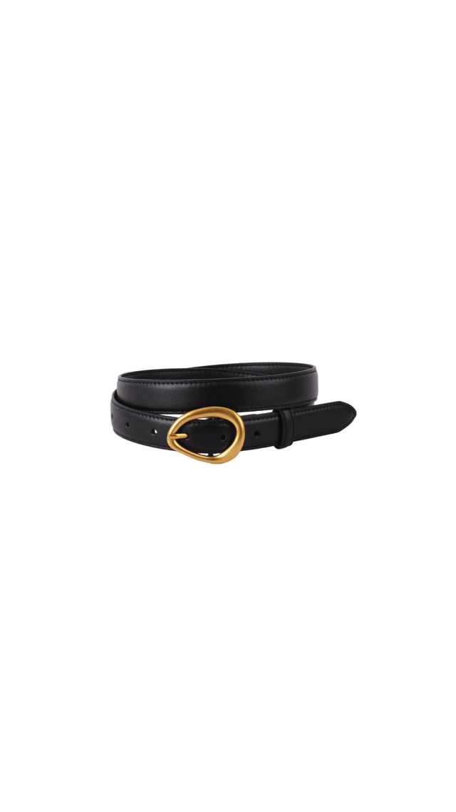 Basic Leather Belt With Asymmetrical Buckle
