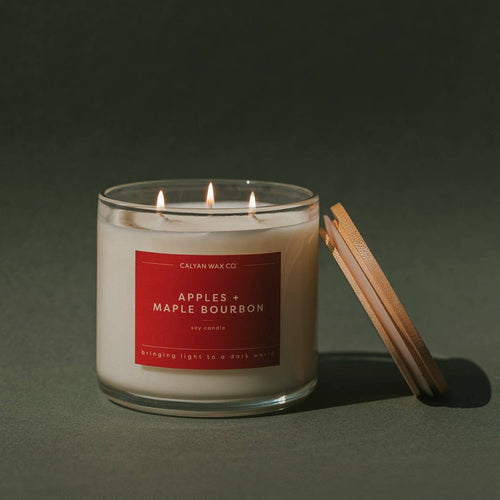 Apples + Maple Bourbon - 3 Wick Clear Glass Soy Candle