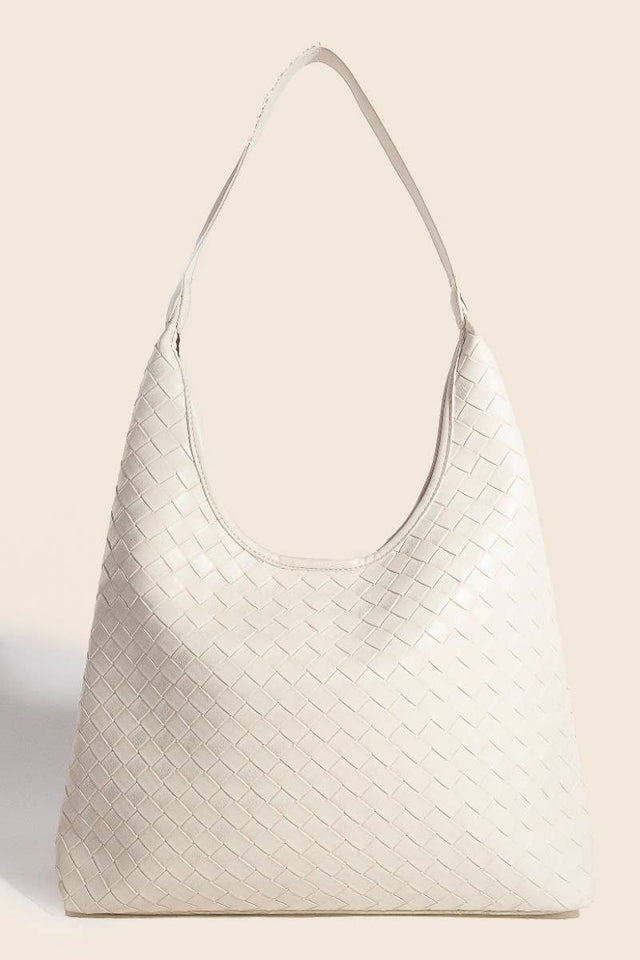 Woven Faux Leather Tote Bag