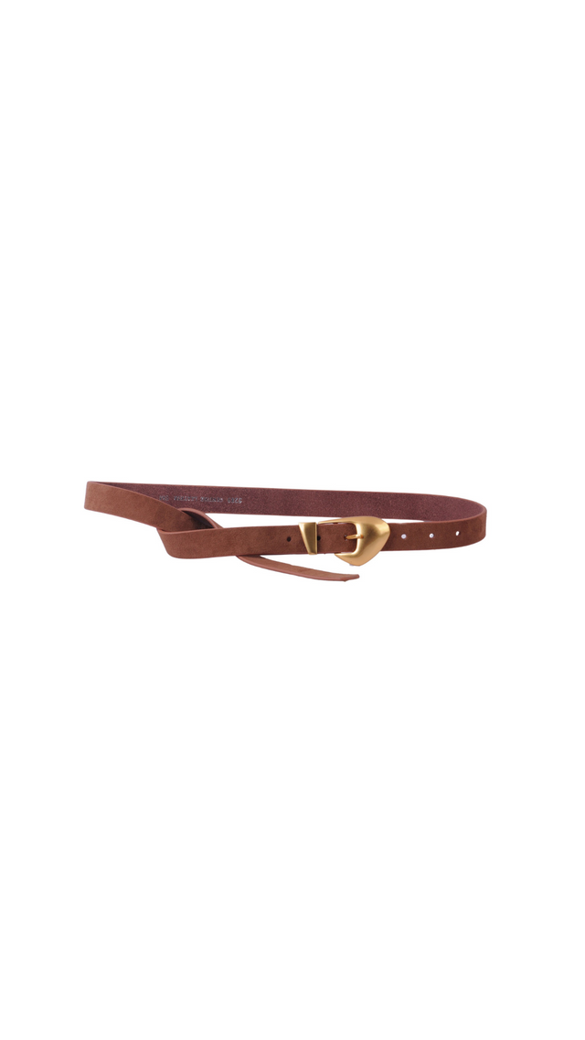 Skinny Suede Belt With Chubby Buckle
