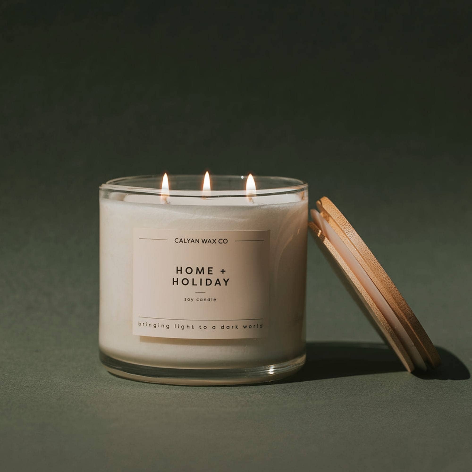 Home + Holiday - 3 Wick Clear Glass Tumbler Soy Candle