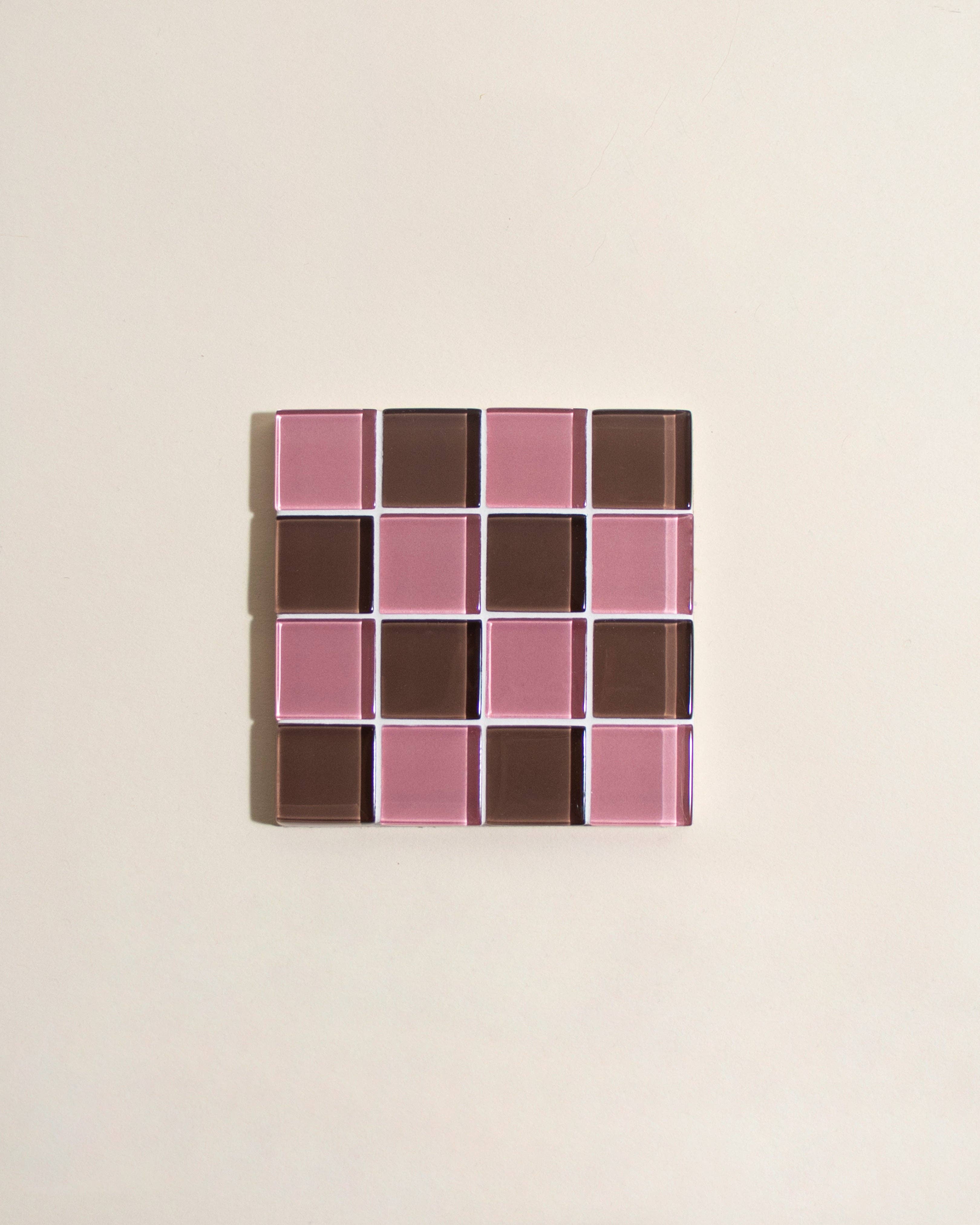GLASS TILE COASTER - Strawberry Dark Chocolate