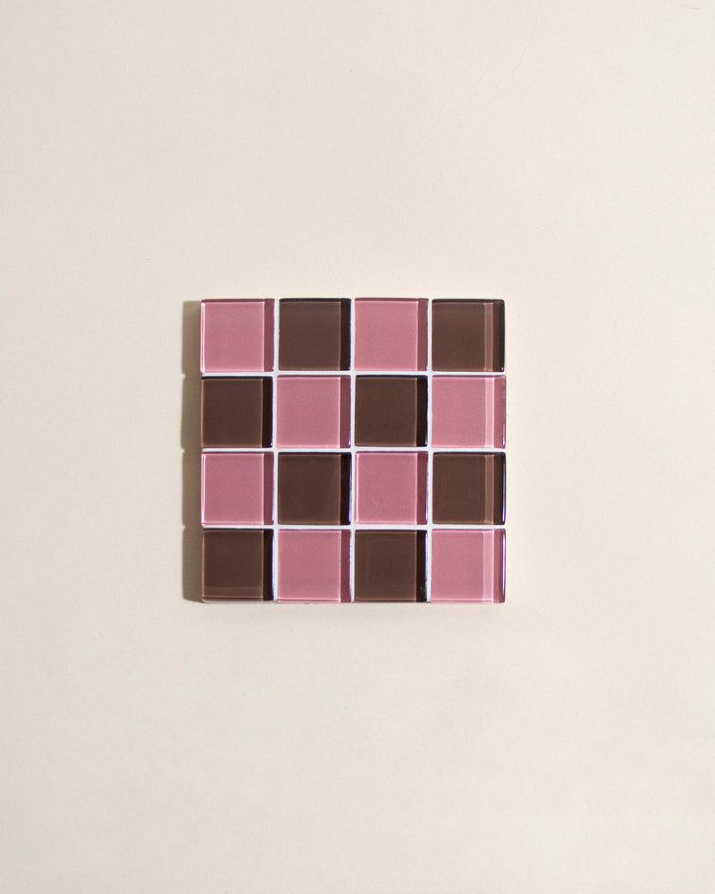 GLASS TILE COASTER - Strawberry Dark Chocolate