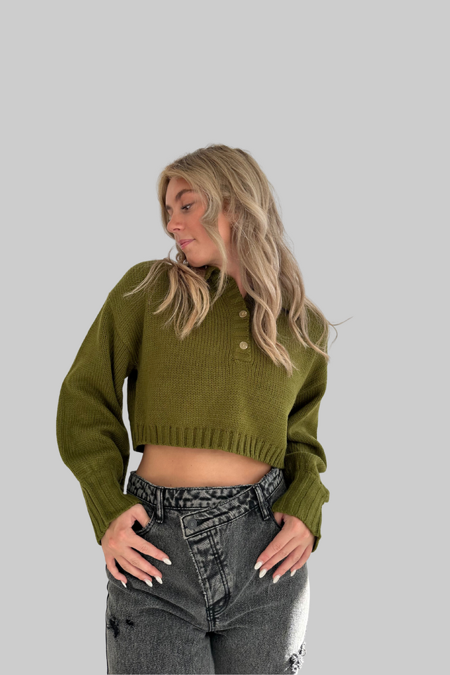 Olive Collared Sweater