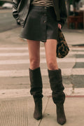 FAUX LEATHER WRAP SKORT