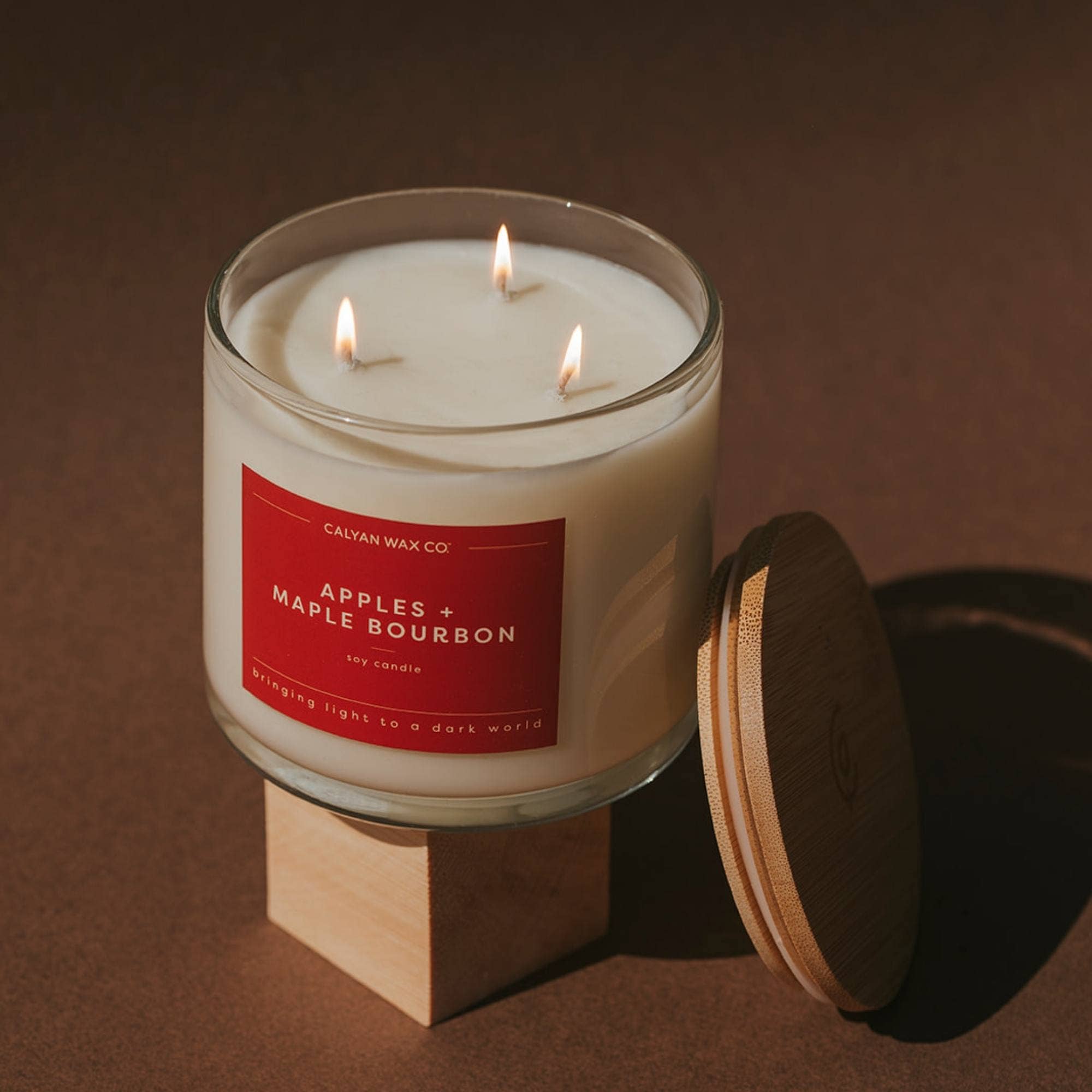 Apples + Maple Bourbon - 3 Wick Clear Glass Soy Candle