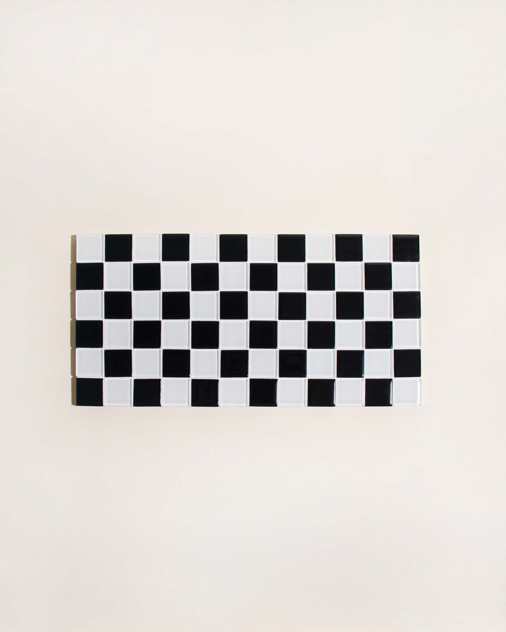 GLASS TILE DECORATIVE TRAY - Black & White Checkered
