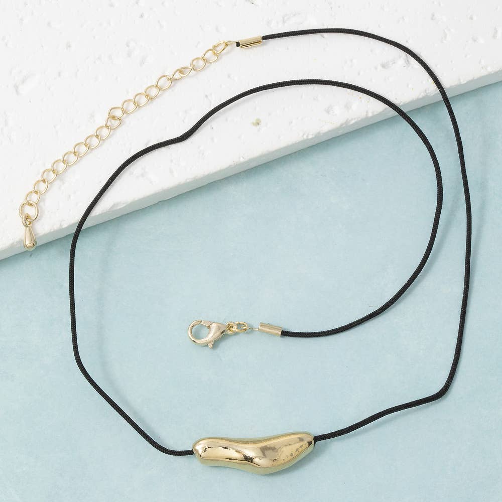 Abstract Molten Shape Pendant Cord Necklace