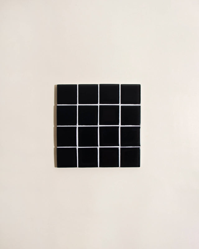 GLASS TILE COASTER - Black Canvas