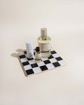 GLASS TILE DECORATIVE TRAY - Black & White Checkered