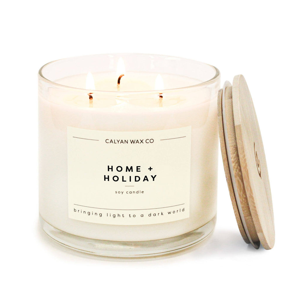 Home + Holiday - 3 Wick Clear Glass Tumbler Soy Candle