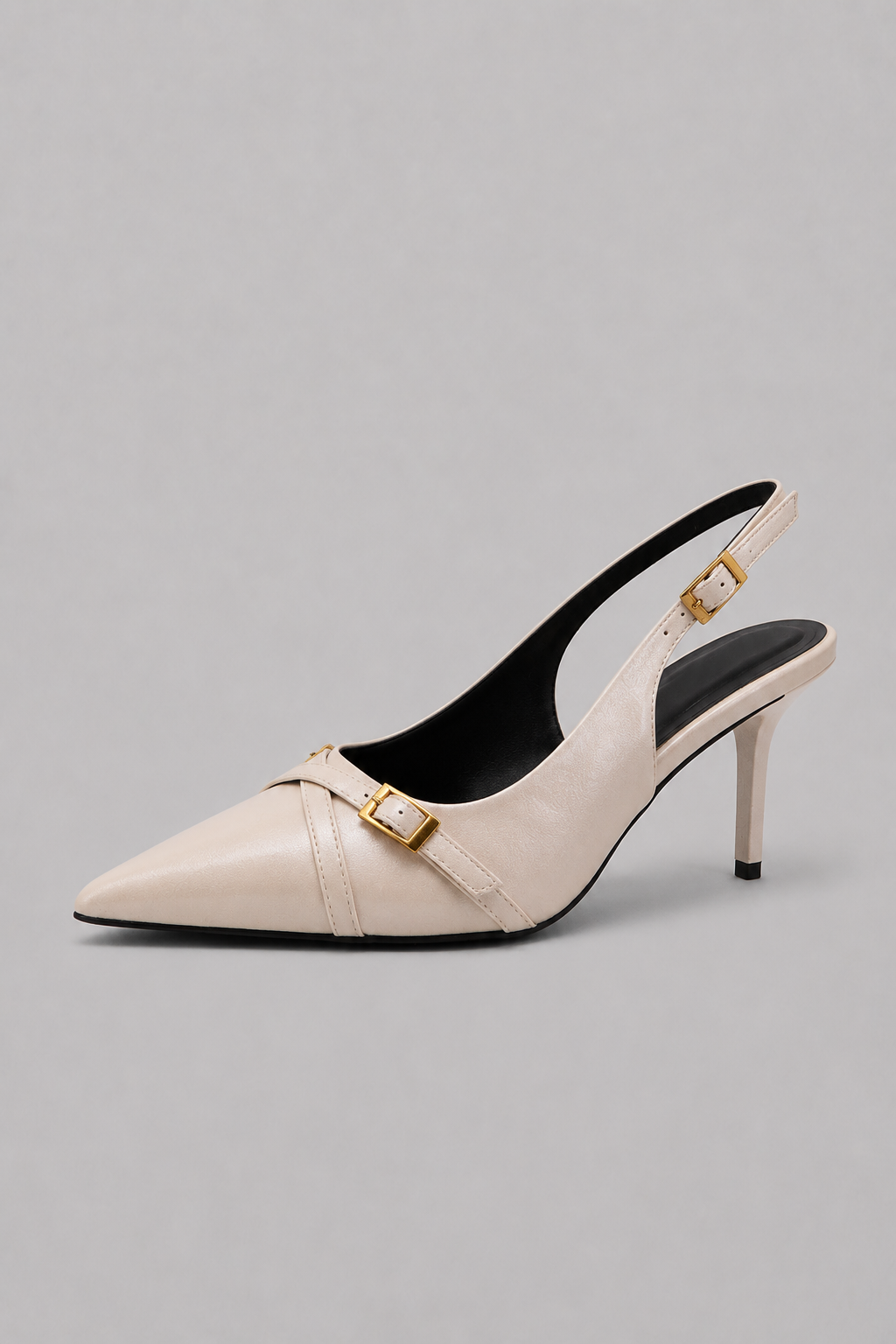 White Buckle Heel
