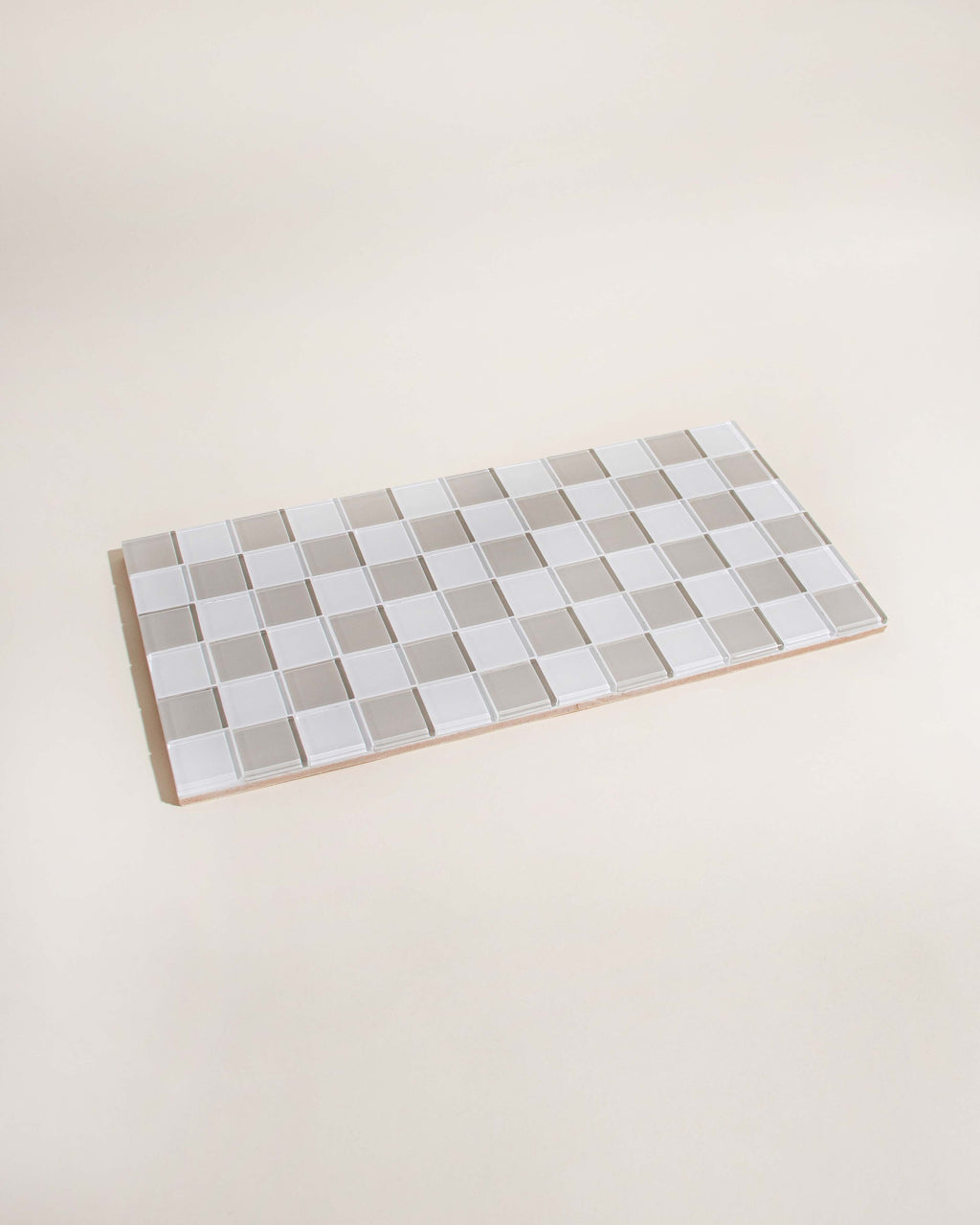 GLASS TILE DECORATIVE TRAY - Beige Checkered