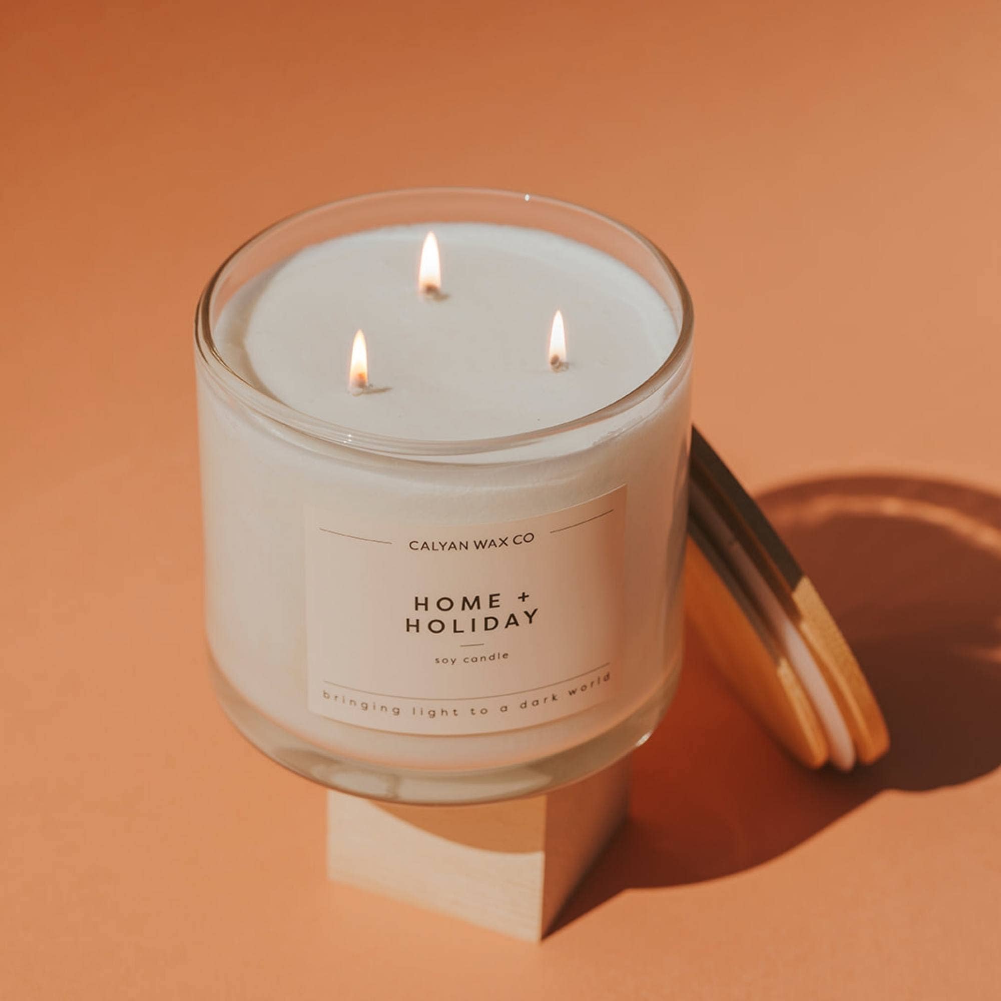 Home + Holiday - 3 Wick Clear Glass Tumbler Soy Candle