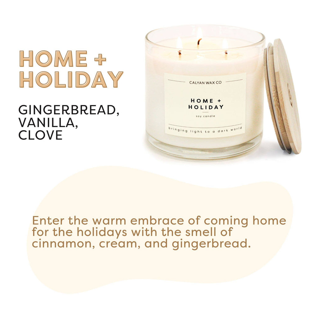 Home + Holiday - 3 Wick Clear Glass Tumbler Soy Candle