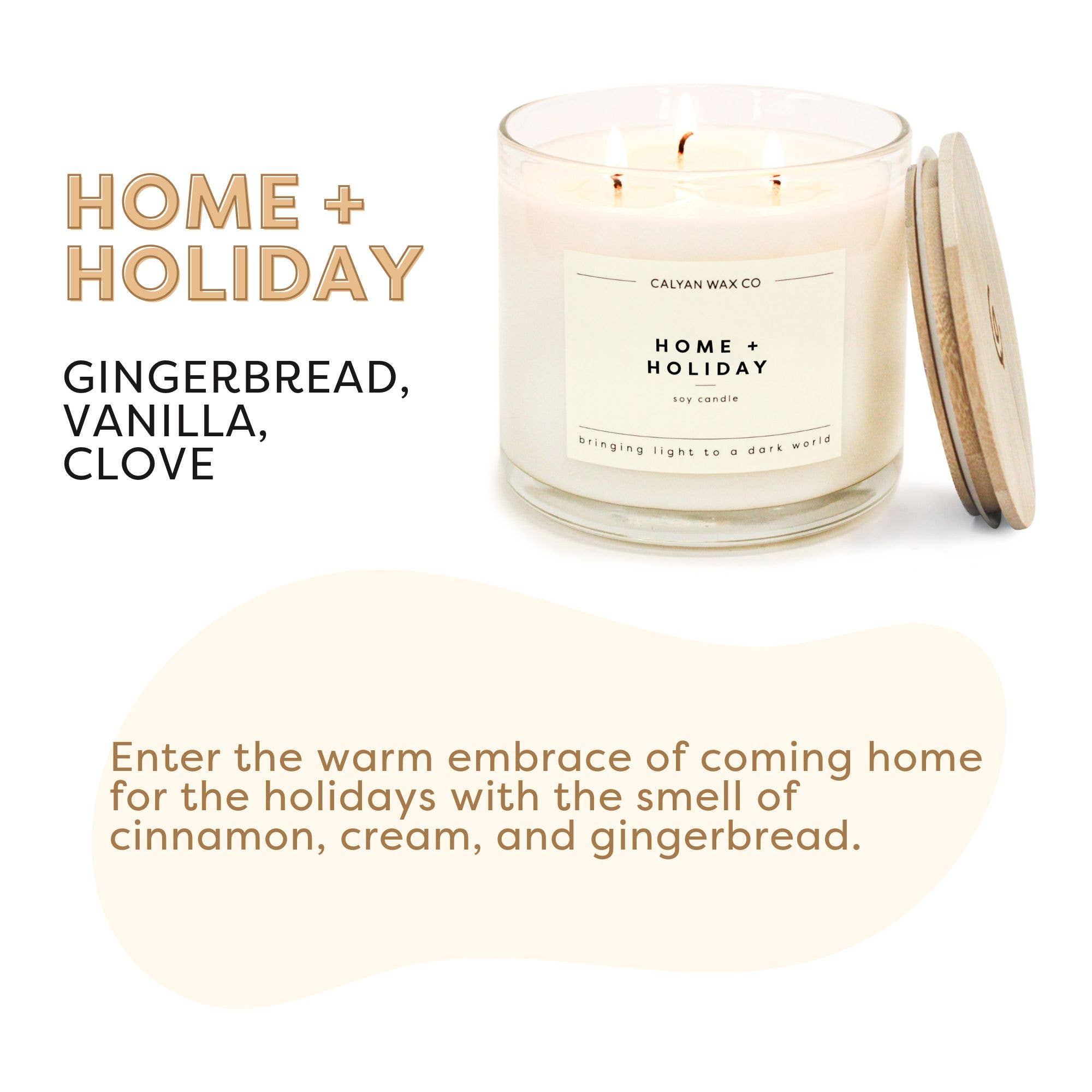 Home + Holiday - 3 Wick Clear Glass Tumbler Soy Candle