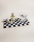 GLASS TILE DECORATIVE TRAY - Black & White Checkered