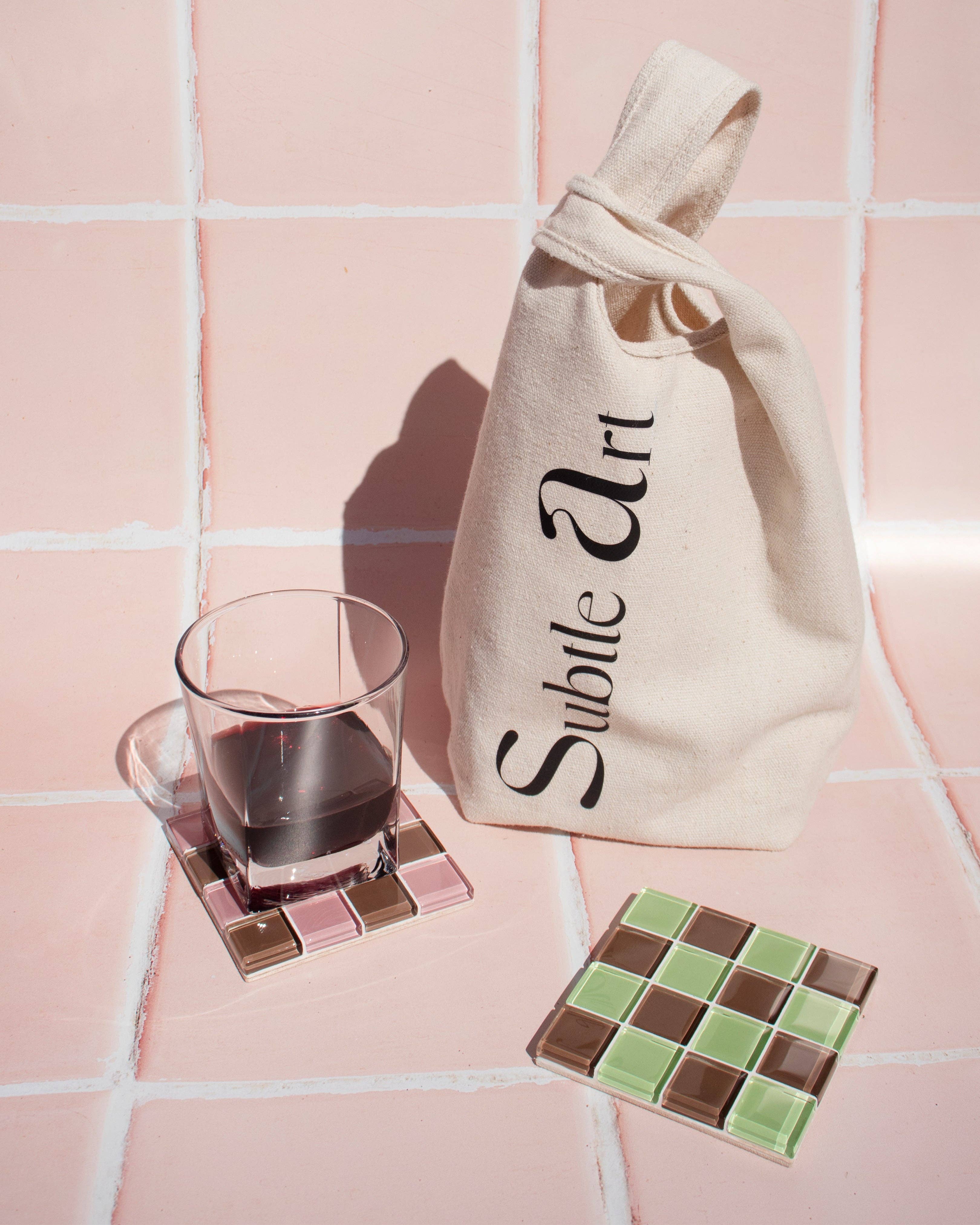 GLASS TILE COASTER - Strawberry Dark Chocolate