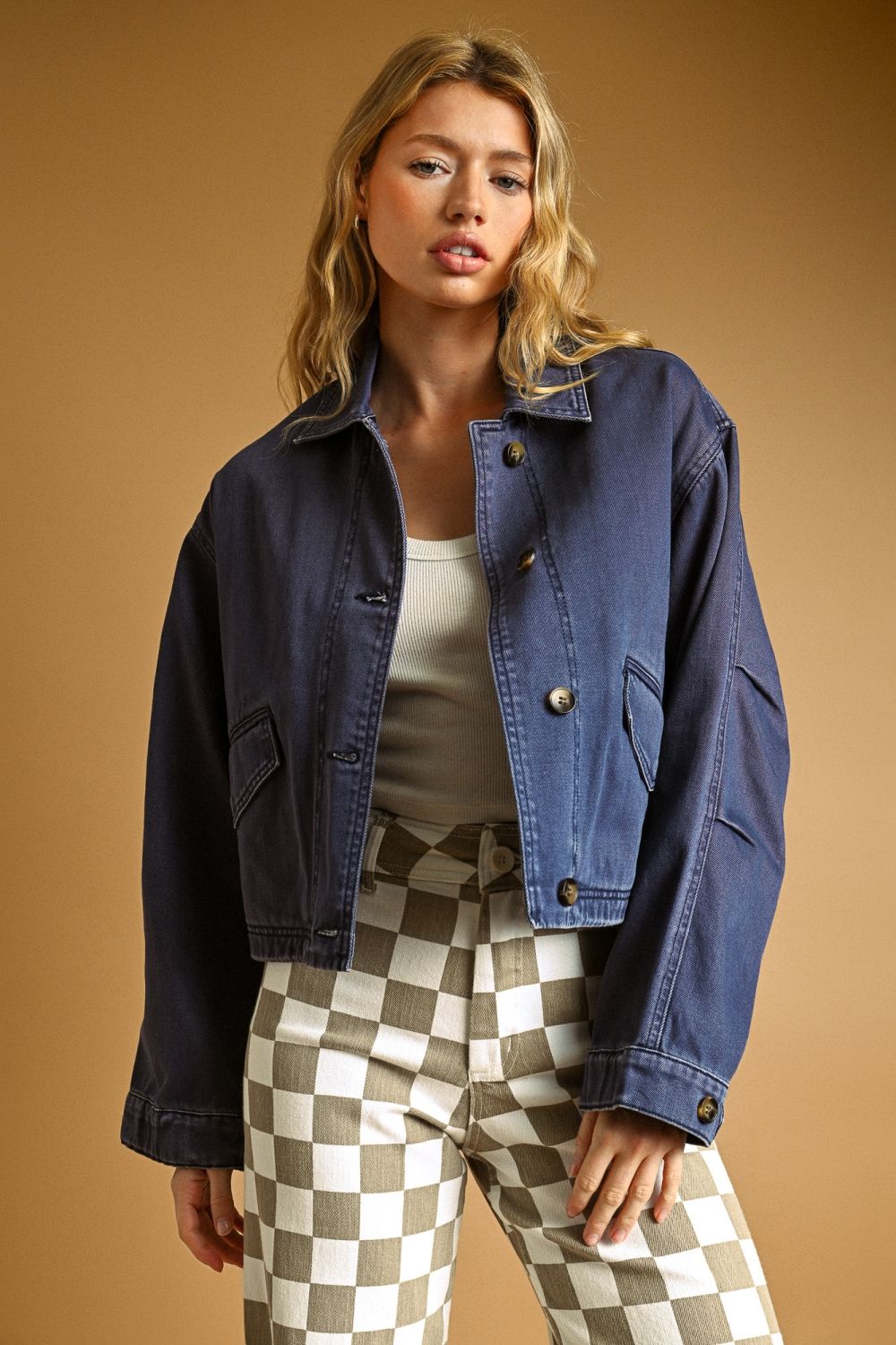 LONG SLEEVE COTTON JACKET WITH ADJUST CUFF