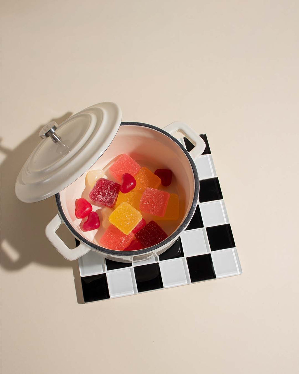 GLASS TILE DECORATIVE TRAY - Black & White Checkered